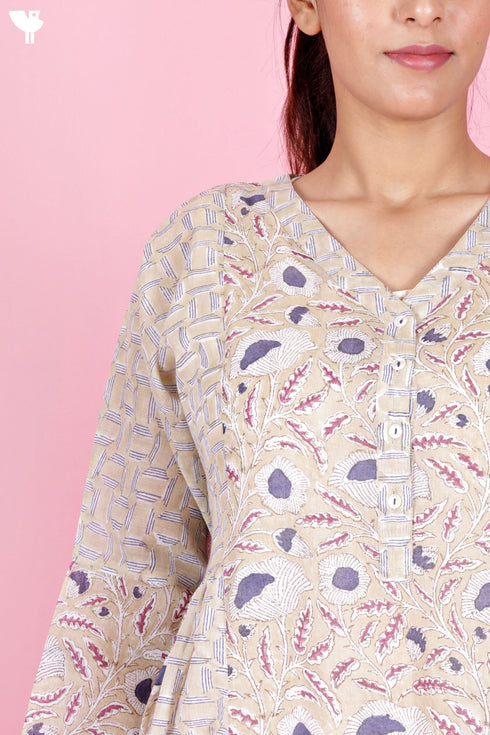 Mulmul Cotton Dress  In Block Print